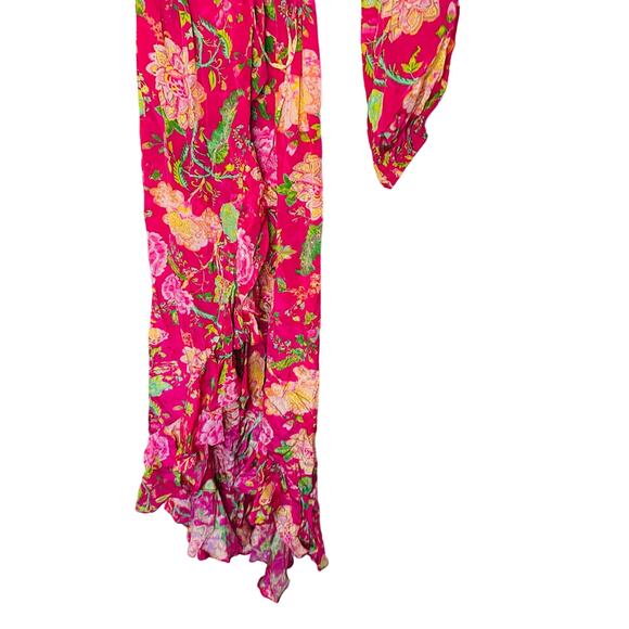 ROCOCO SAND Chloe Pink Floral Long Sleeves Wrap Maxi Dress Size Small - Picture 8 of 16